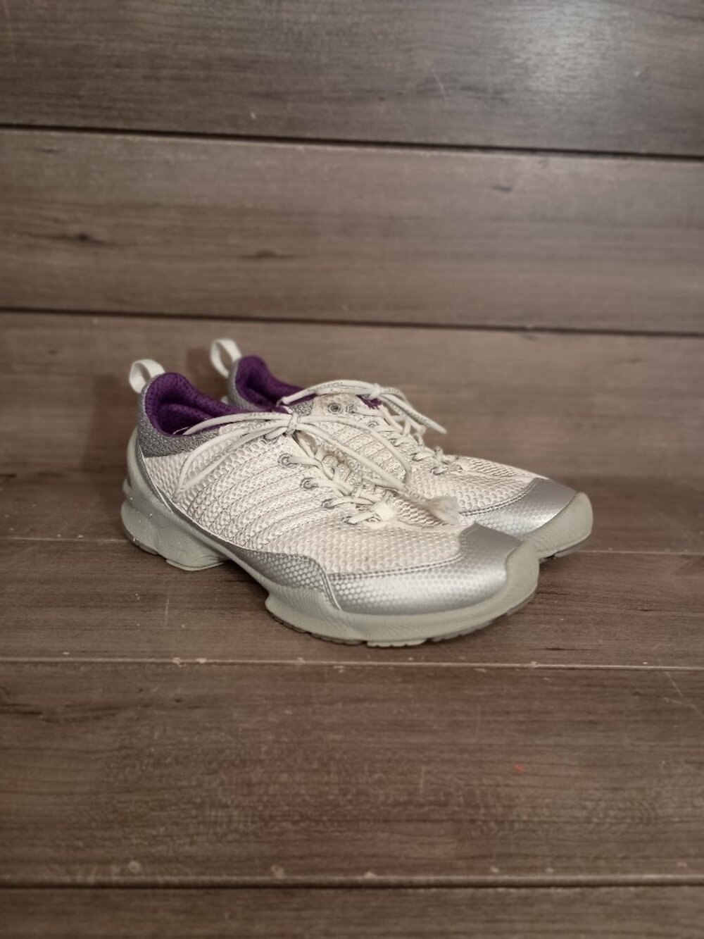 Ecco Biom Trainers Natural Motion Women Sneakers Size EU37 US 6.5-7 White Gray